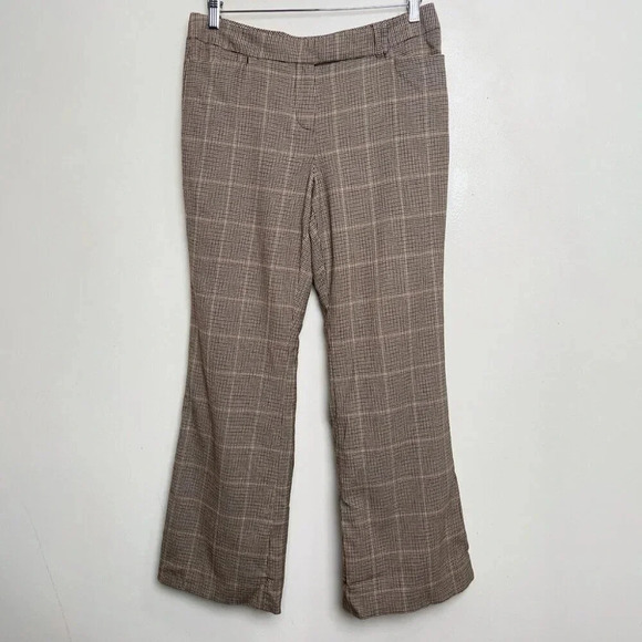 TABOTS Womens 10P Houndstooth Wide  Leg Brown Career Wool Trouser - Picture 2 of 14